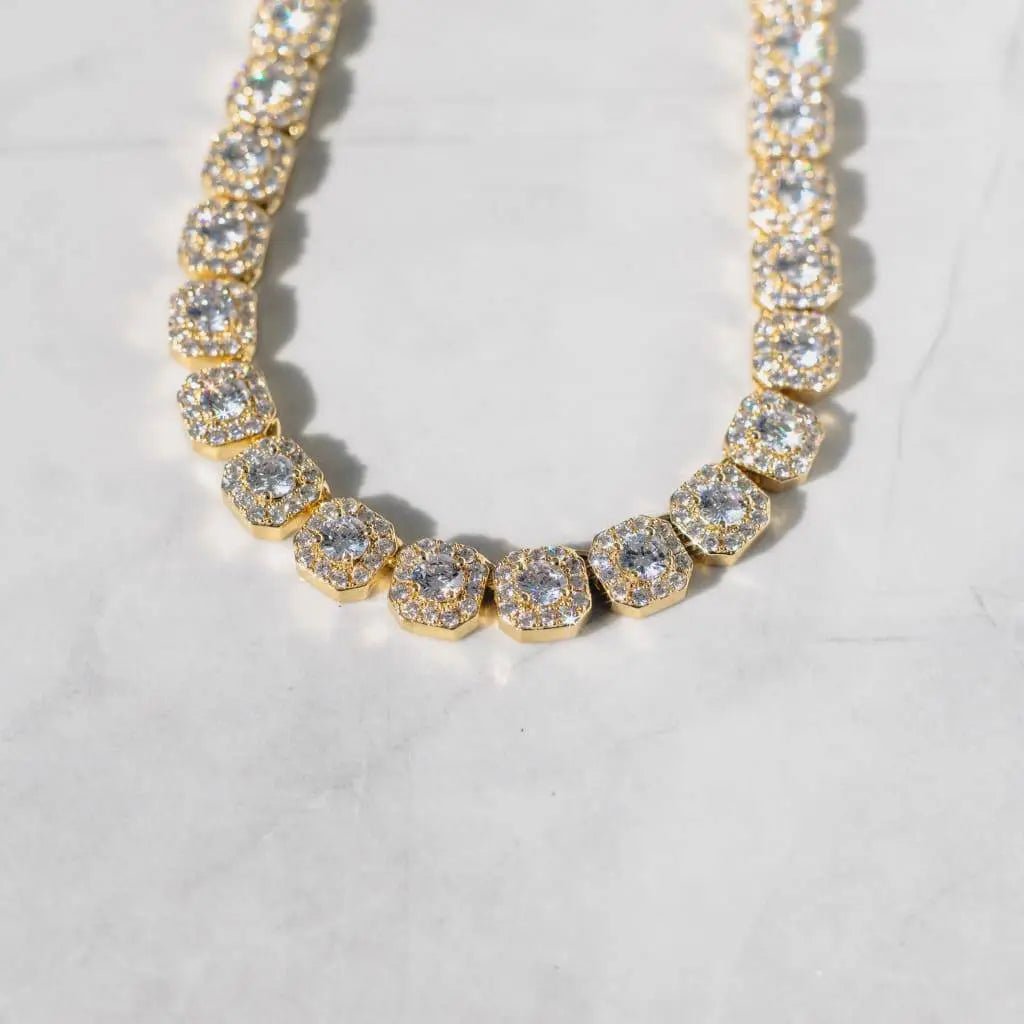 10MM CLUSTERED TENNIS CHAIN - 18K GOLD - SANTMEZ®