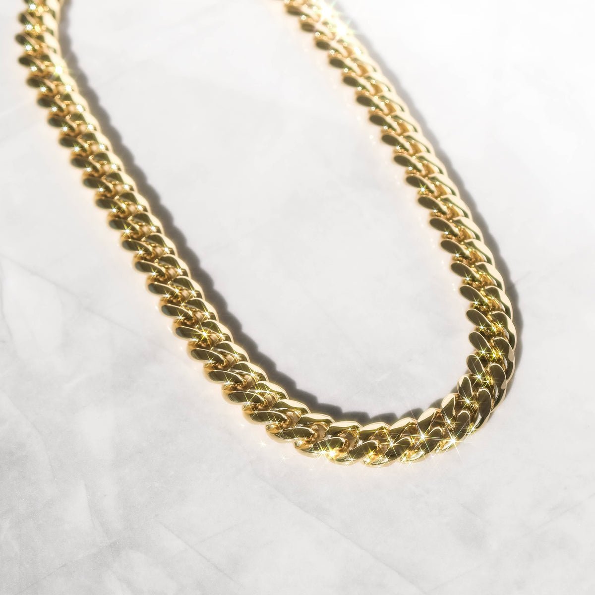 12MM CLEAN CUBAN CHAIN - 18K GOLD - SANTMEZ®