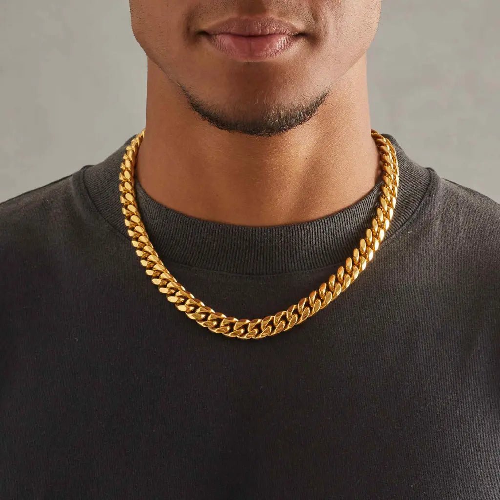 12MM CLEAN CUBAN CHAIN - 18K GOLD - SANTMEZ®