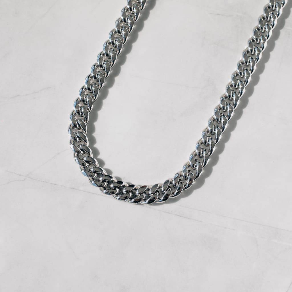 12MM CLEAN CUBAN CHAIN - WHITE GOLD - SANTMEZ®