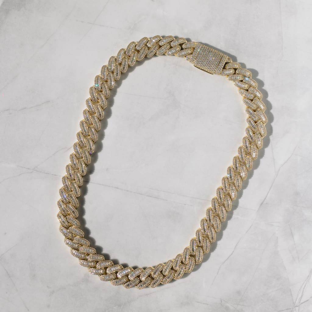 15MM BAGUETTE CUBAN CHAIN - 18K GOLD - SANTMEZ®