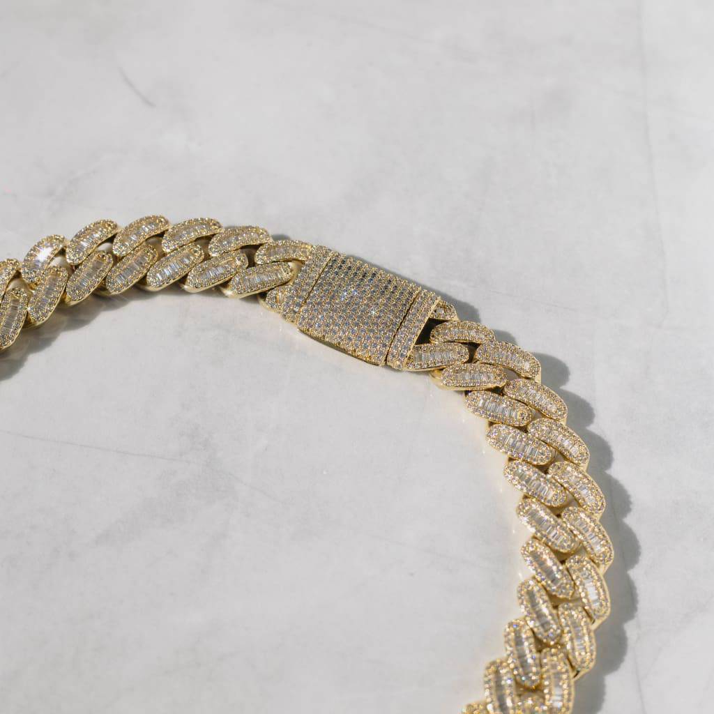 15MM BAGUETTE CUBAN CHAIN - 18K GOLD - SANTMEZ®