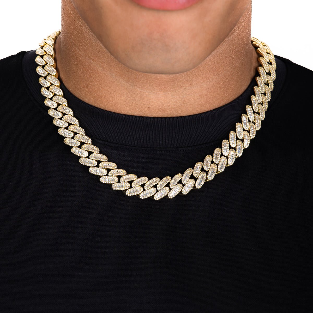 15MM BAGUETTE CUBAN CHAIN - 18K GOLD - SANTMEZ®