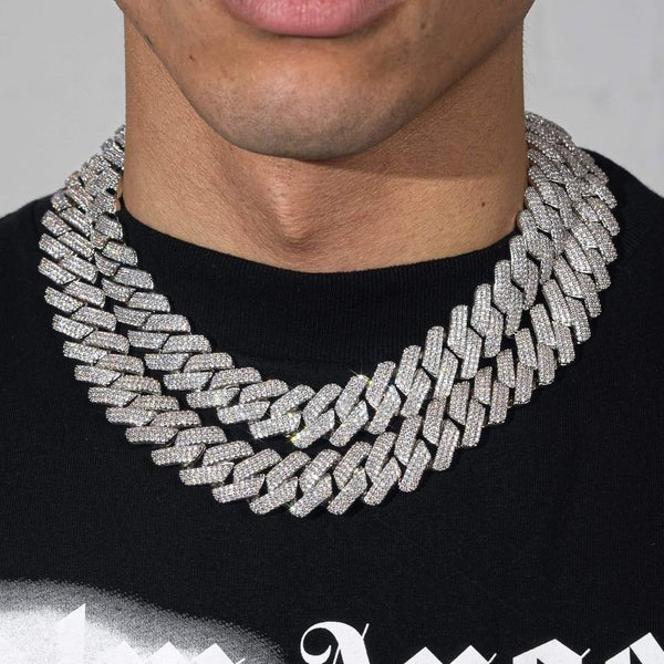 20MM CUBAN PRONG CHAIN - WHITE GOLD - SANTMEZ®