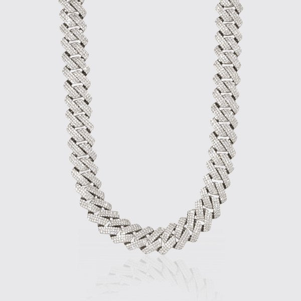 20MM CUBAN PRONG CHAIN - WHITE GOLD - SANTMEZ®