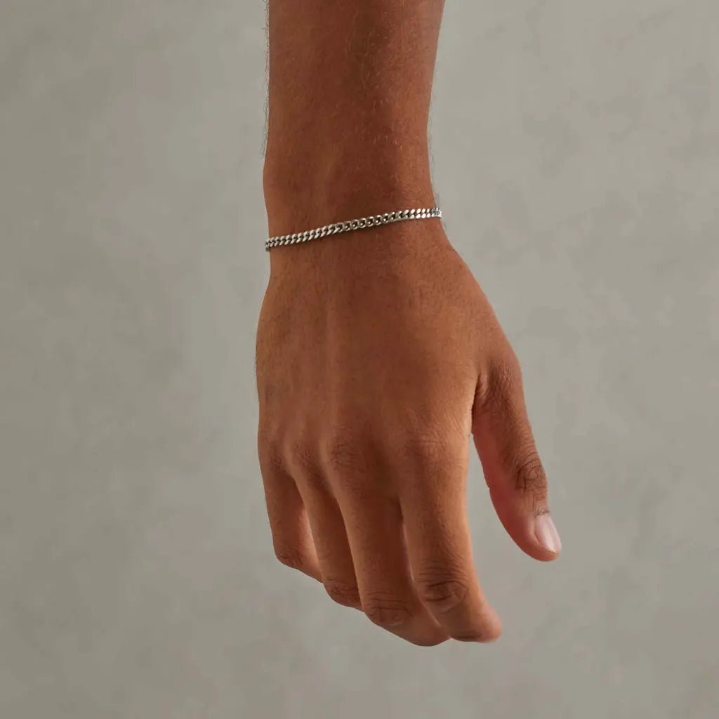 3MM CLEAN CUBAN BRACELET - WHITE GOLD - SANTMEZ®