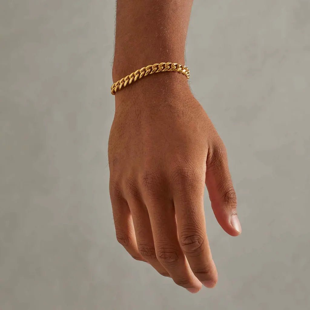 6MM CLEAN CUBAN BRACELET - 18K GOLD - SANTMEZ®