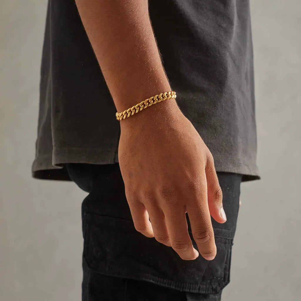 6MM CLEAN CUBAN BRACELET - 18K GOLD - SANTMEZ®