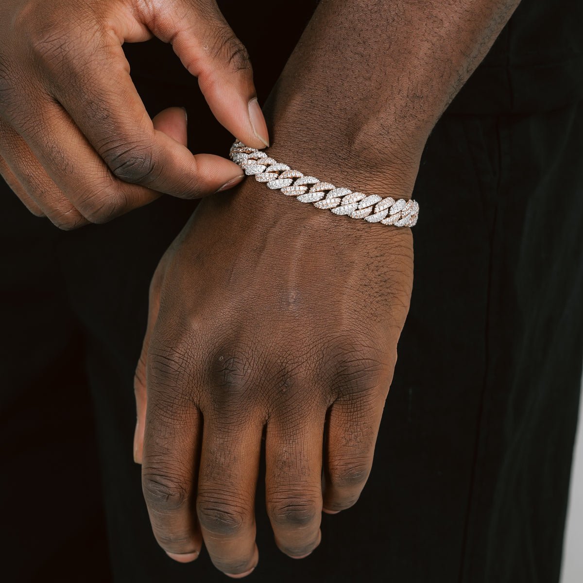 8.5MM DIAMOND CUBAN BRACELET - 2 TONE - SANTMEZ®