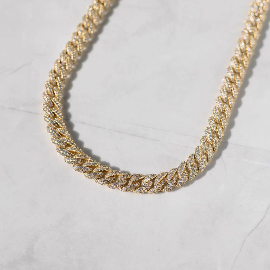 8.5MM DIAMOND CUBAN CHAIN - 18K GOLD - SANTMEZ®