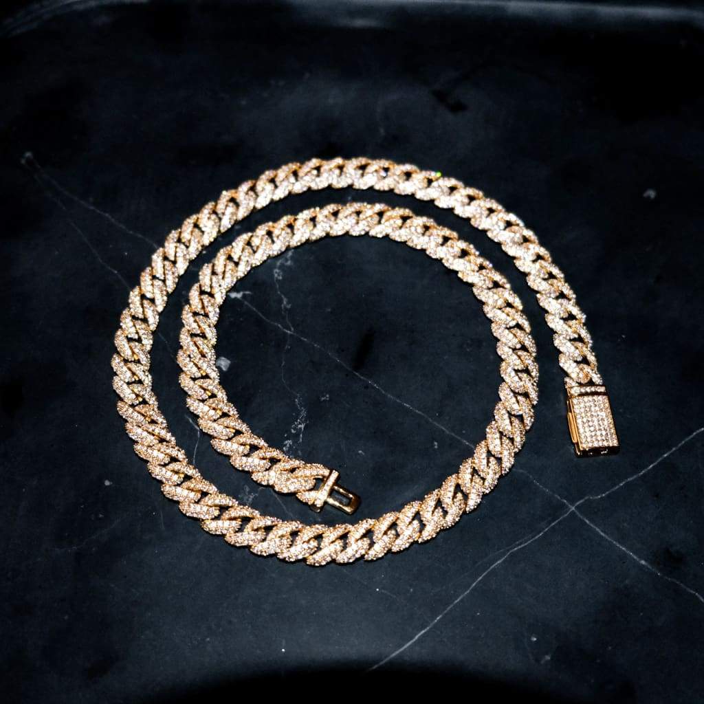 8.5MM DIAMOND CUBAN CHAIN - 18K GOLD - SANTMEZ®