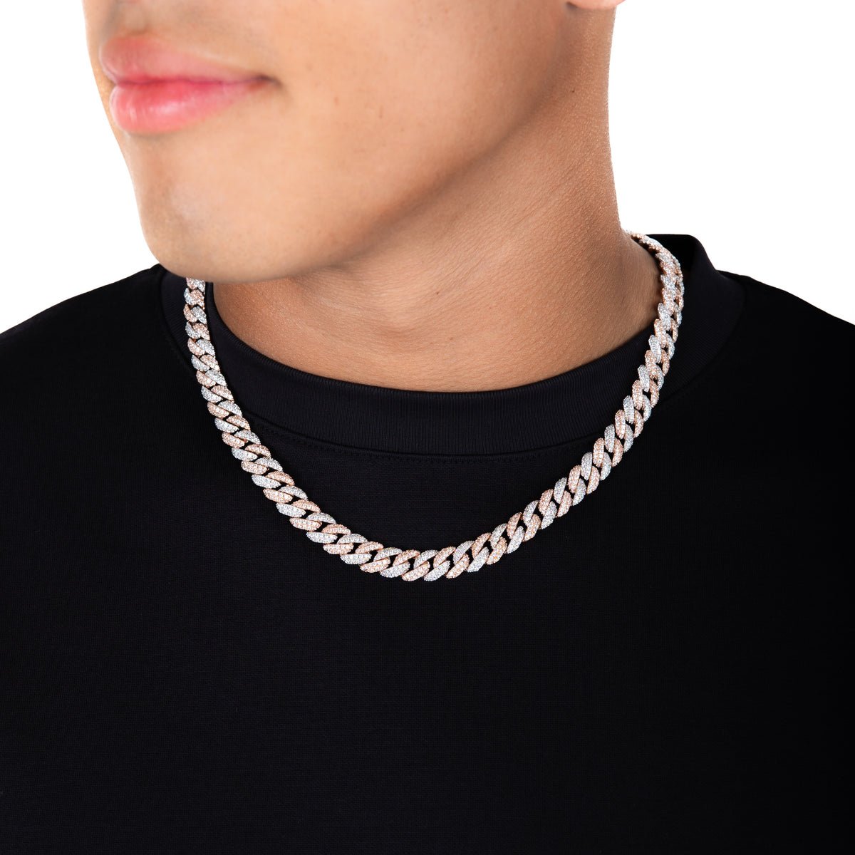 8.5MM DIAMOND CUBAN CHAIN - 2 TONE - SANTMEZ®