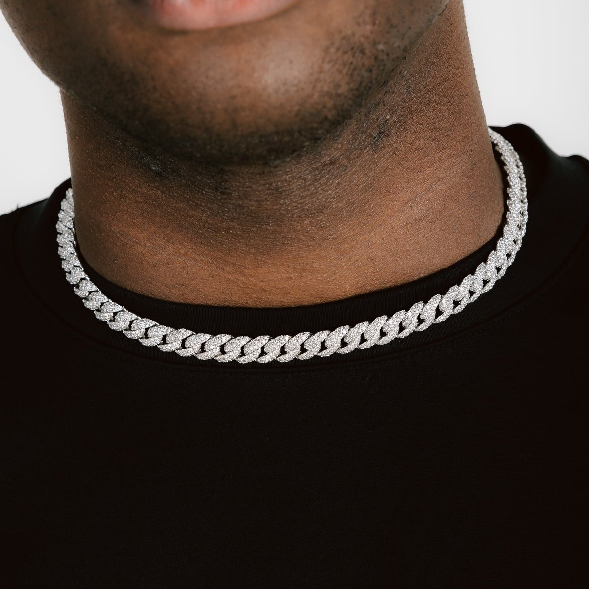 8.5MM DIAMOND CUBAN CHAIN - WHITE GOLD - SANTMEZ®