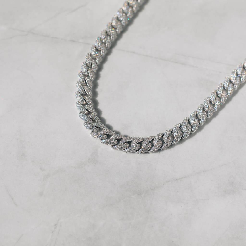 8.5MM DIAMOND CUBAN CHAIN - WHITE GOLD - SANTMEZ®