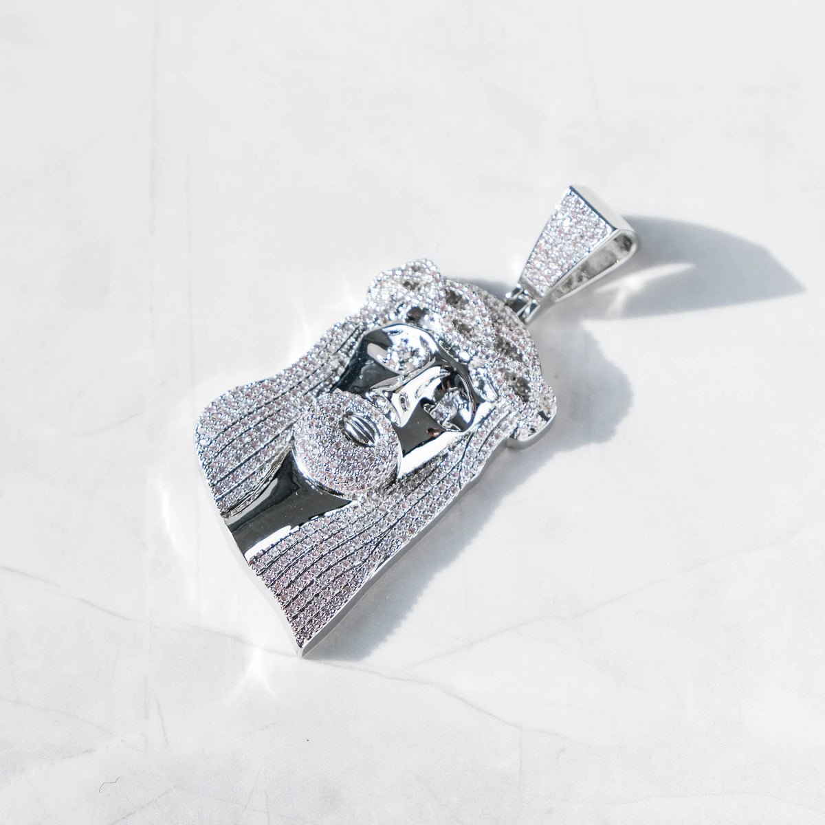 BIG JESUS PENDANT - WHITE GOLD - SANTMEZ®