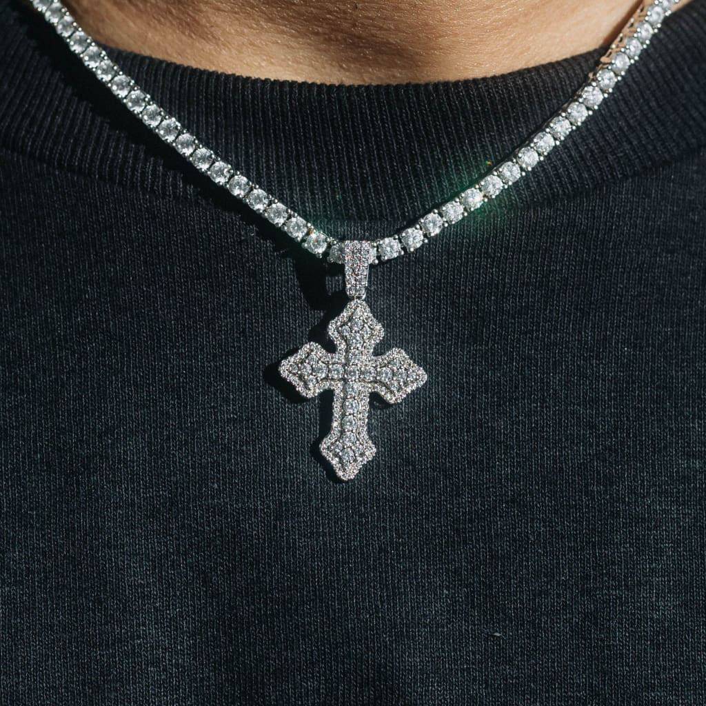 CLUSTERED MICRO CROSS PENDANT - WHITE GOLD - SANTMEZ®