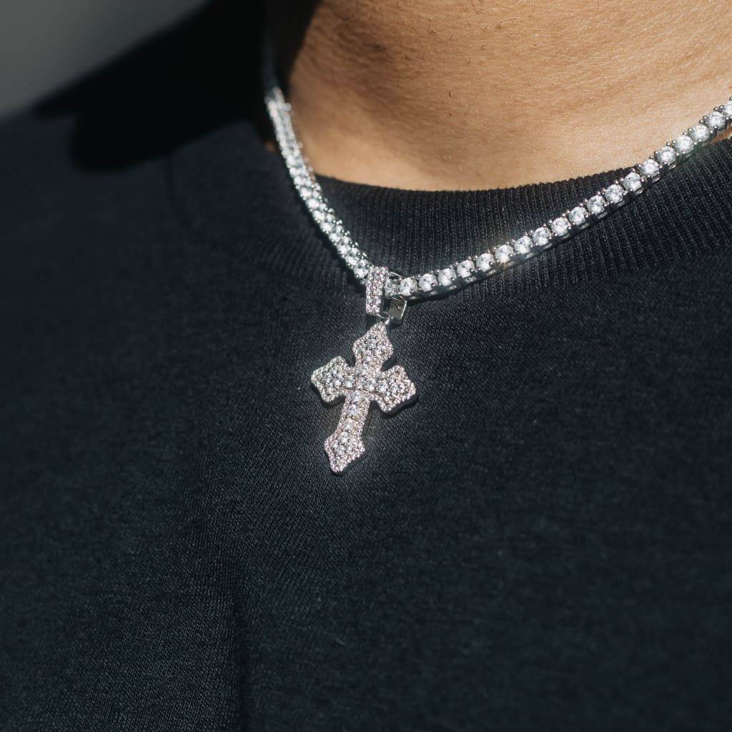 CLUSTERED MICRO CROSS PENDANT - WHITE GOLD - SANTMEZ®