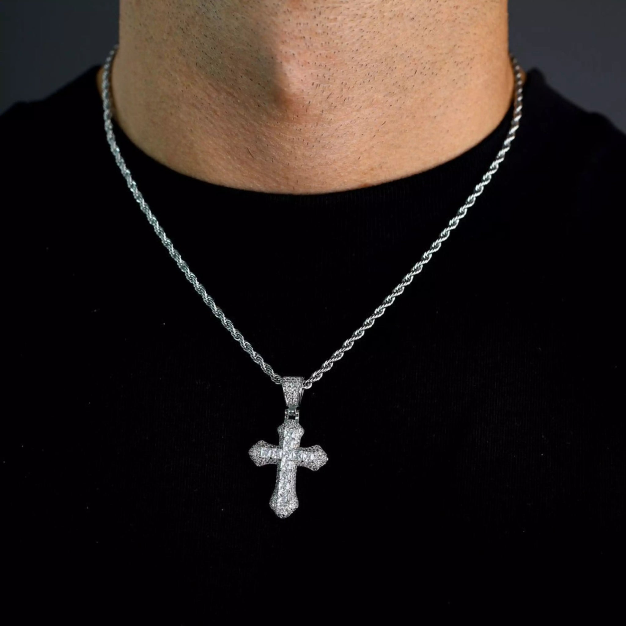 CROSS PENDANT - WHITE GOLD - SANTMEZ®