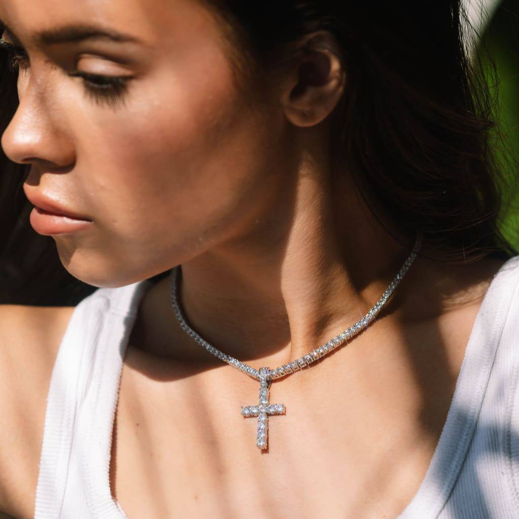 CROSS PIECE PENDANT - WHITE GOLD - SANTMEZ®