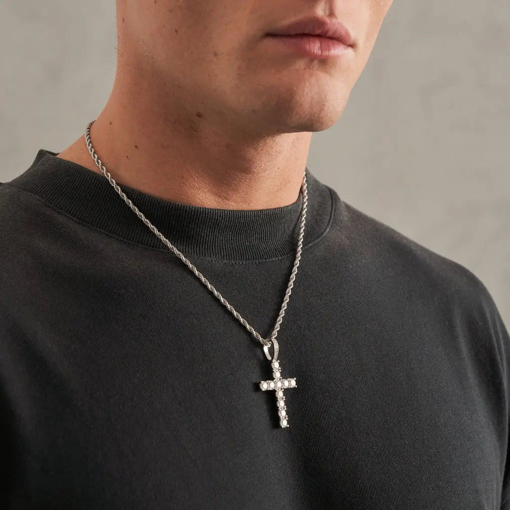 CROSS PIECE PENDANT - WHITE GOLD - SANTMEZ®