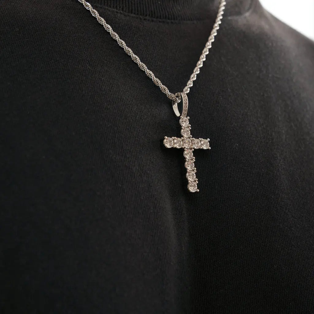 CROSS PIECE PENDANT - WHITE GOLD - SANTMEZ®