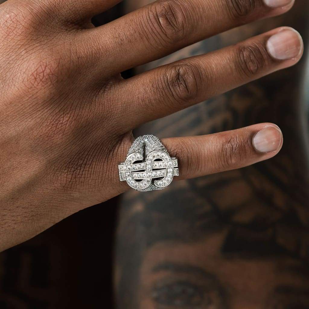 DOLLAR SIGN RING - WHITE GOLD - SANTMEZ®