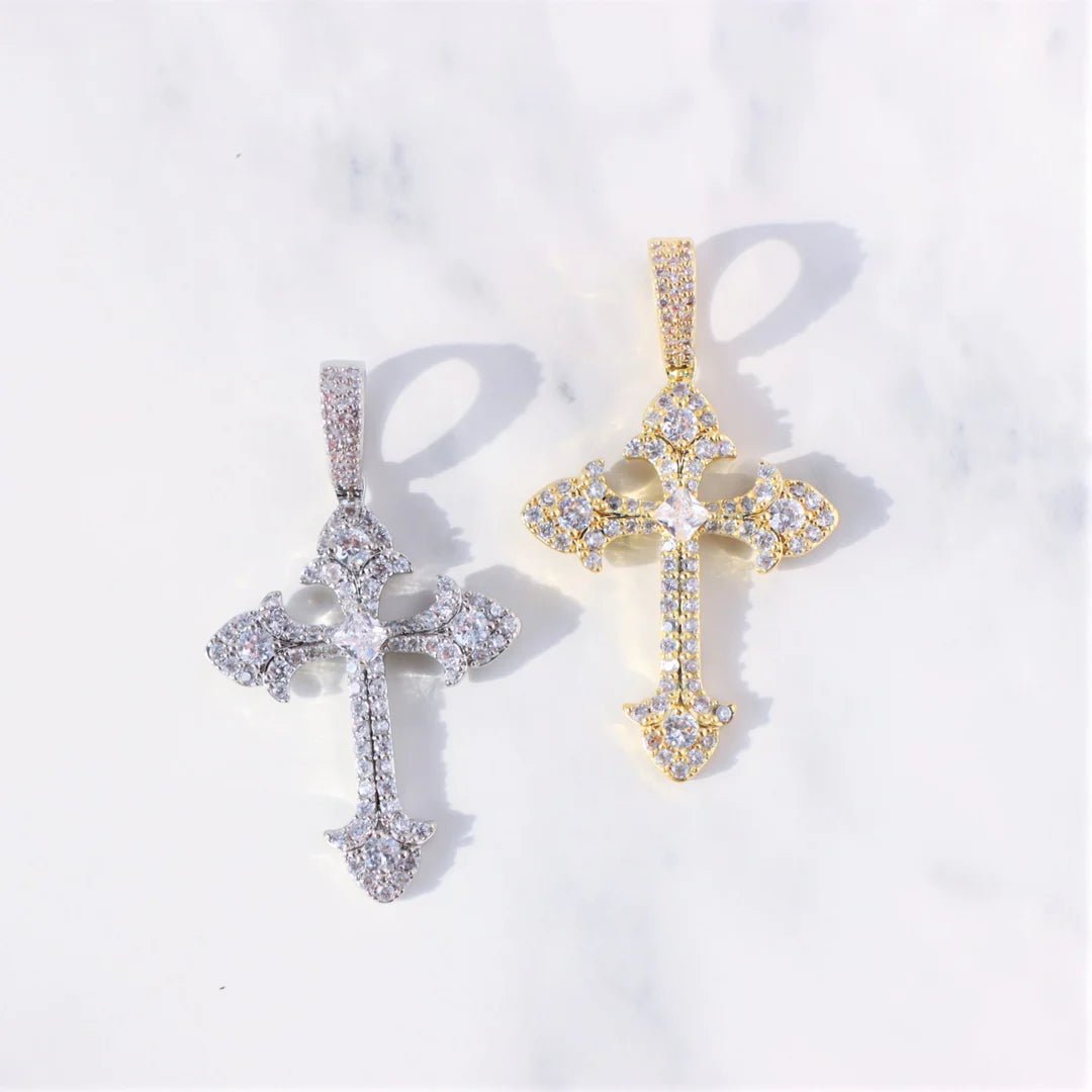 GEM GOTH CROSS PENDANT - 18K GOLD - SANTMEZ®